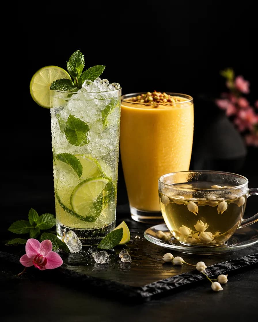 Limonade, Mango Lassi und Tee